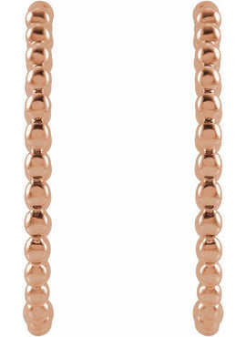 14K Yellow Gold Beaded 11 mm Hoop Earrings