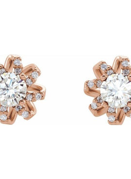 14K White Gold 1 CTW Natural Diamond Halo-Style Earrings