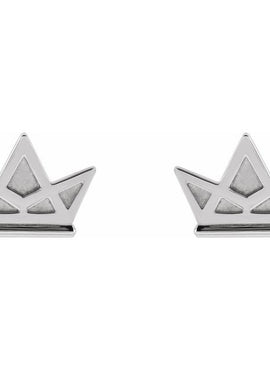 Platinum Tiny Crown Earrings