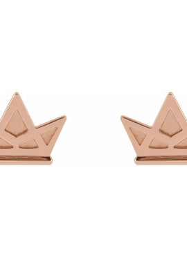 Platinum Tiny Crown Earrings