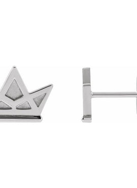 Platinum Tiny Crown Earrings