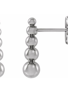 14K White Gold Graduated Ball Earrings