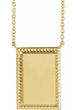 14K Rose Gold Engravable Beaded Bar 16