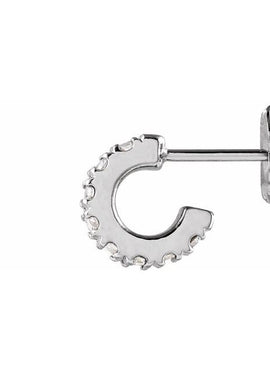 14K White Gold 1/2 CTW Natural Diamond French-Set 15 mm Huggie Hoop Earrings