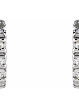 14K White Gold 1/2 CTW Natural Diamond French-Set 15 mm Huggie Hoop Earrings