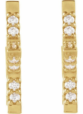 Sterling Silver 3/8 CTW Natural Diamond Star Hoop Earrings
