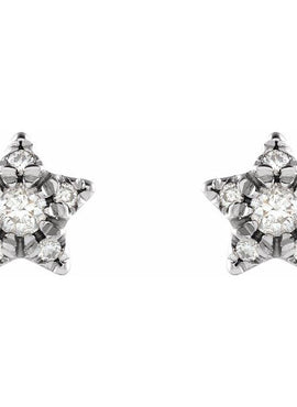 14K Yellow Gold 1/10 CTW Natural Diamond Star Earrings