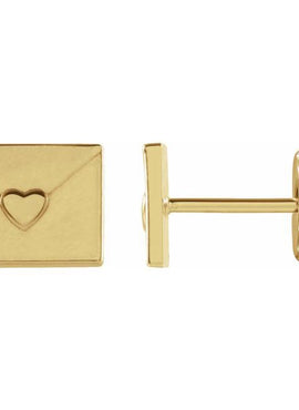 Platinum Heart Envelope Earrings