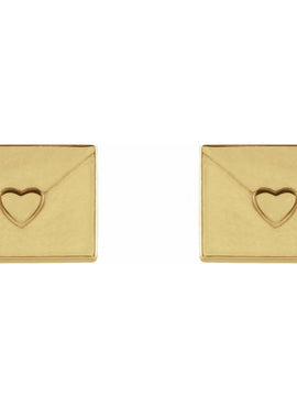 Platinum Heart Envelope Earrings