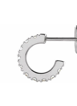 14K White Gold 1/2 CTW Natural Diamond French-Set 15 mm Huggie Hoop Earrings