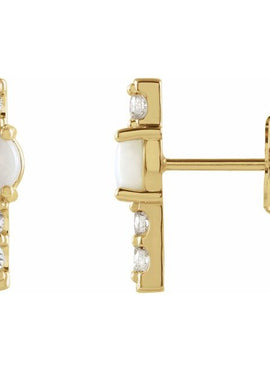 14K Yellow Gold Natural Turquoise & 1/5 CTW Natural Diamond Bar Earrings