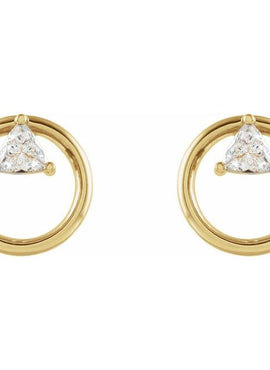 14K Yellow Gold 1/4 CTW Natural Diamond Geometric Earrings