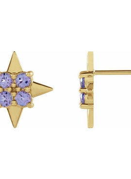 Platinum Natural Tanzanite Star Earrings