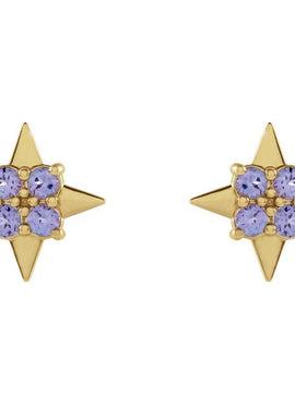 Platinum Natural Tanzanite Star Earrings