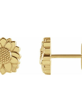 14K Yellow Gold Tiny Sunflower Earrings