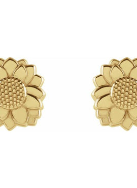 14K Yellow Gold Tiny Sunflower Earrings