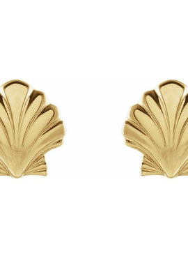 14K White Gold Tiny Shell Earrings