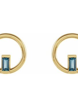 Sterling Silver Natural Blue Sapphire Circle Earrings