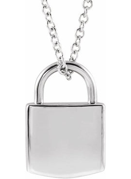 14K Yellow Gold Engravable Lock Pendant