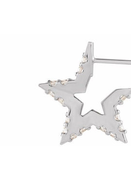 Sterling Silver 3/8 CTW Natural Diamond Star Hoop Earrings