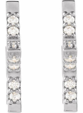 Sterling Silver 3/8 CTW Natural Diamond Star Hoop Earrings