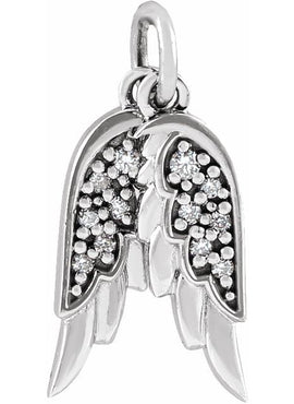14K Rose Gold .03 CTW Natural Diamond Angel Wings Pendant