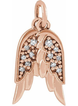 14K Rose Gold .03 CTW Natural Diamond Angel Wings Pendant