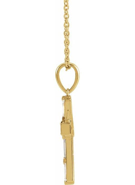 14K Yellow Gold 3/8 CTW Natural Diamond Baguette Cross Pendant