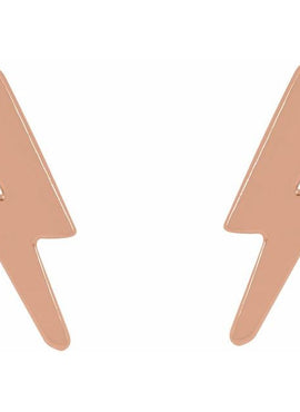 14K Yellow Gold Tiny Lightning Bolt Left Earring