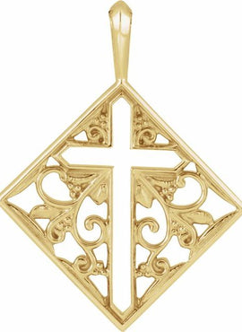 Sterling Silver 23.39x18 mm Ornate Pierced Cross Pendant