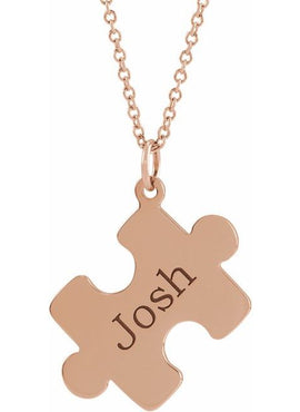 14K Yellow Gold Puzzle Piece Pendant