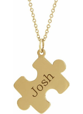 14K Yellow Gold Puzzle Piece Pendant