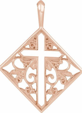 Sterling Silver 23.39x18 mm Ornate Pierced Cross Pendant