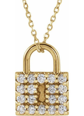Sterling Silver 1/2 CTW Natural Diamond Lock Pendant