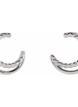 14K White Gold Front Facing Hoop Earrings