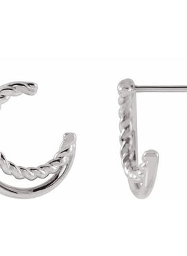 14K White Gold Front Facing Hoop Earrings
