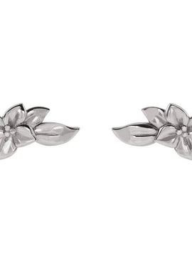 14K White Gold Flower Earrings