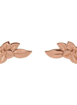 14K White Gold Flower Earrings