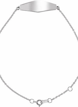 14K White Gold Engravable Curved Bar 6 1/2-7 1/2