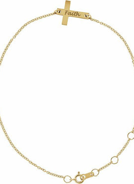 14K White Gold Engravable Cross 6 1/2-7 1/2