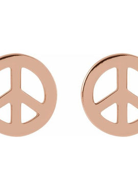 14K Rose Gold Tiny Peace Earrings