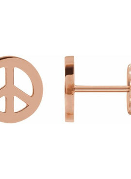 14K Rose Gold Tiny Peace Earrings