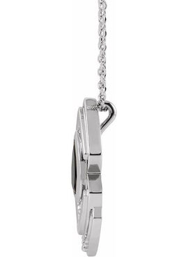 Platinum Natural Black Onyx Geometric Pendant