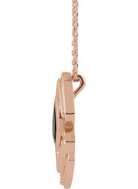 Platinum Natural Black Onyx Geometric Pendant