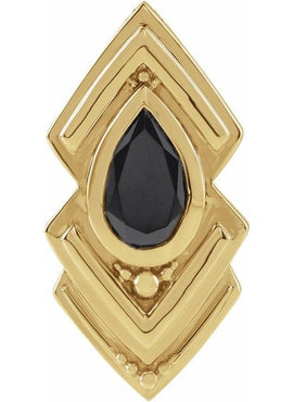 Platinum Natural Black Onyx Geometric Pendant