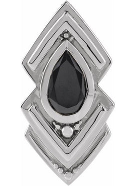 Platinum Natural Black Onyx Geometric Pendant