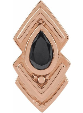Platinum Natural Black Onyx Geometric Pendant
