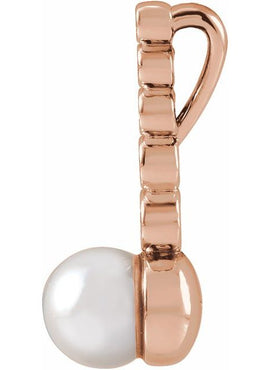Sterling Silver Cultured White Akoya Pearl & 1/8 CTW Natural Diamond Bar Pendant
