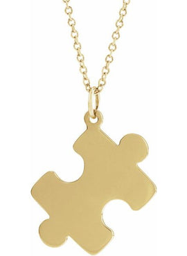 14K Yellow Gold Puzzle Piece Pendant