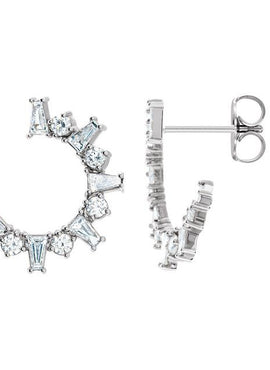 Platinum 1 CTW Natural Diamond Front-Facing Hoop Earrings